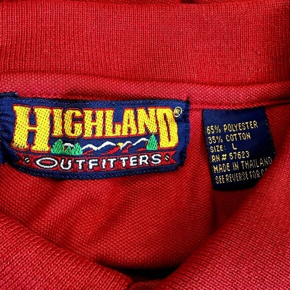 Highland Outfitters Vintage Short Sleeves Golf Polo Shirt 3 Buttons Size L Red - Picture 12 of 12